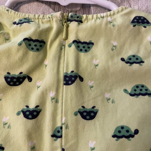 Gymboree Prep Club Green Turtle Print Ribbon Trim Cotton Dress Size 3t Bloomers - Picture 7 of 7